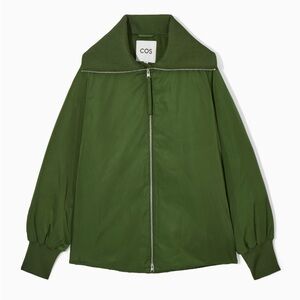 COS RIBBED-COLLAR GREEN PUFFER JACKET
